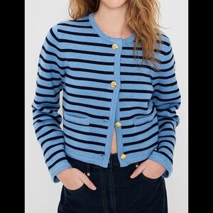 Talbot cardigan Striped Blue & Black Crewneck Button Cardigan NWT medium